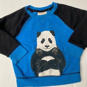 Cat & Jack Blue and Black Panda Raglan Crewneck Sweatshirt